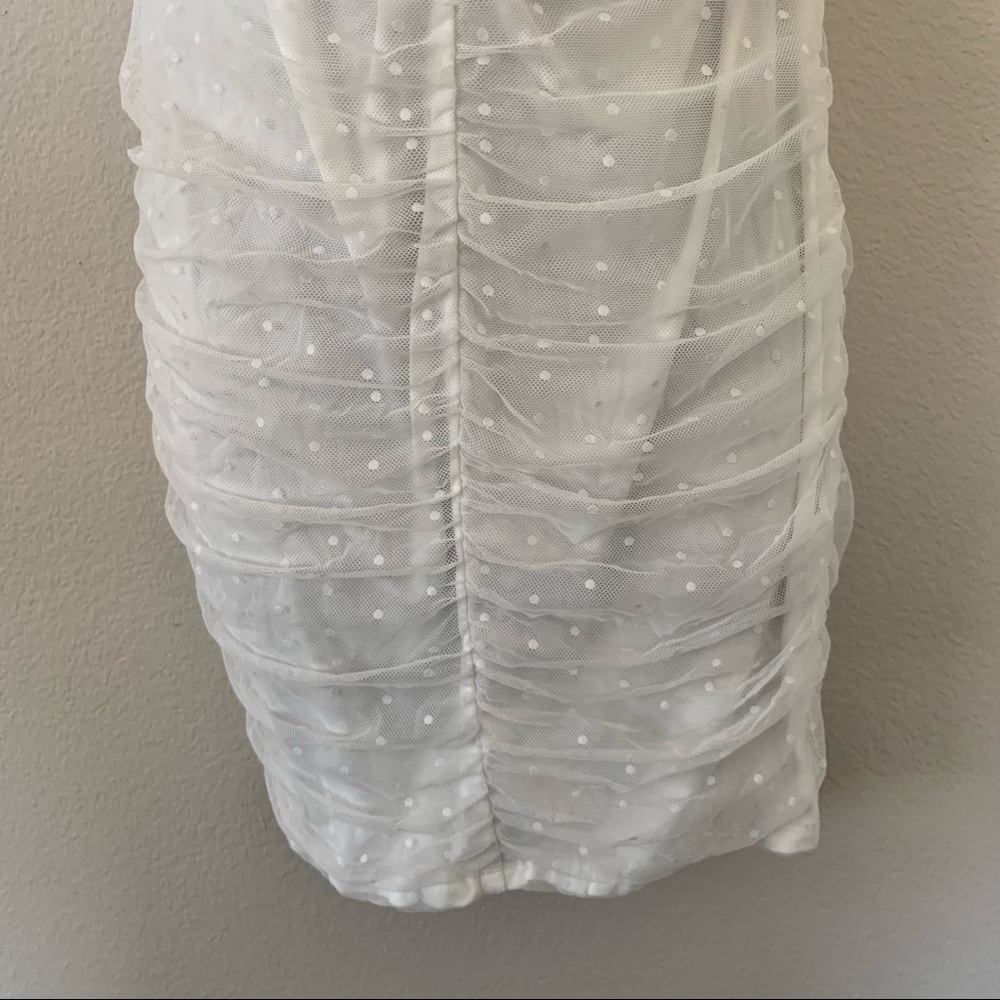 Princess Polly Ayesha White Ruched Polka Dot Ruched Lace Tie Bust Mini Dress - Picture 8 of 13